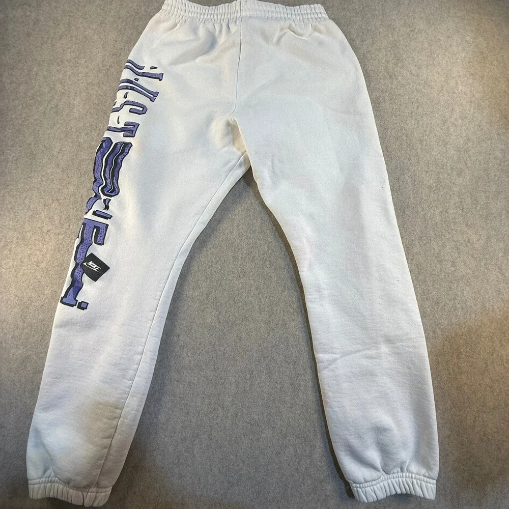Vintage Nike Just Do It Sweatpants White Purple Graphic Mens Fleece Pants